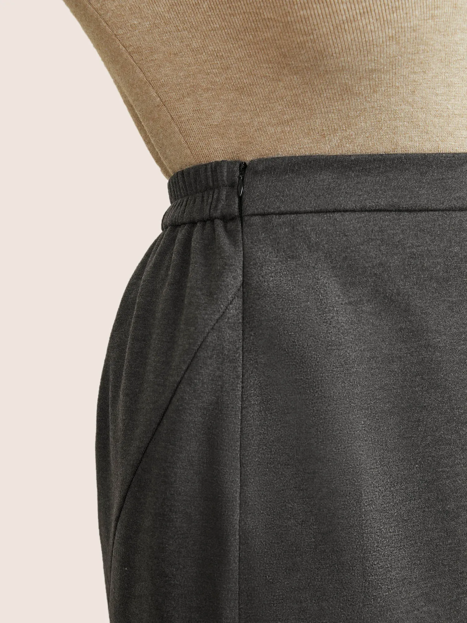 Plain Heather Brushed Elastic Waist A Line Skirt sold by Bloomchic product image thumbnail 5