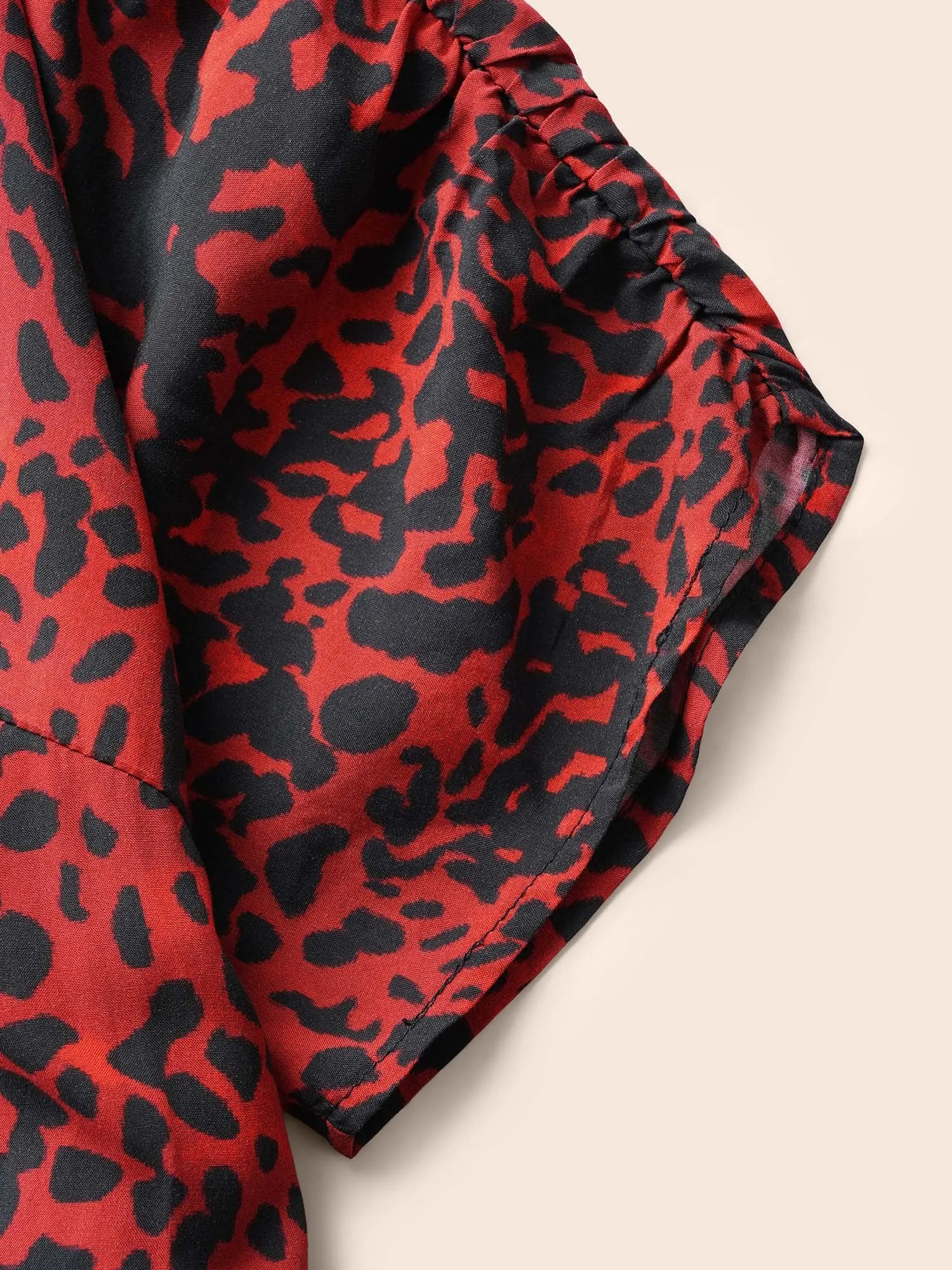 Leopard Print V Neck Gathered Dress sold by Bloomchic product image thumbnail 5