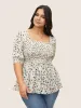 Ditsy Floral Ruffles Shirred Puff Sleeve Blouse sold by Bloomchic