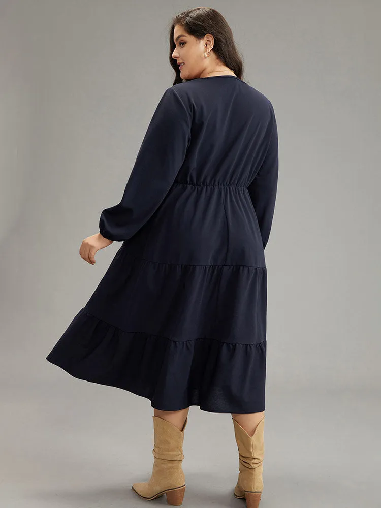 Plain Contrast Webbing Elastic Waist Dress sold by Bloomchic product image thumbnail 3