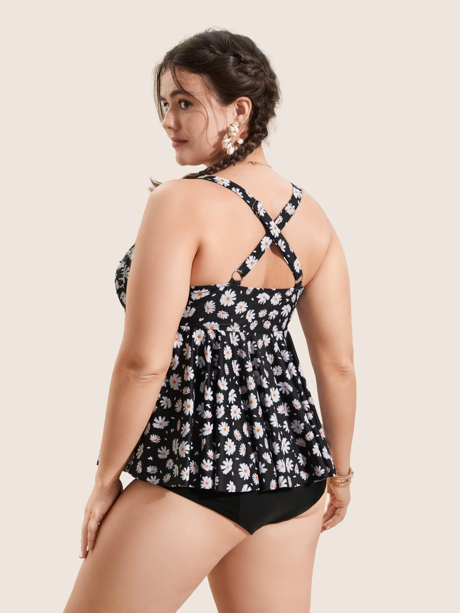 Ditsy Floral Crossover Heart Neckline Swim Top sold by Bloomchic product image thumbnail 2