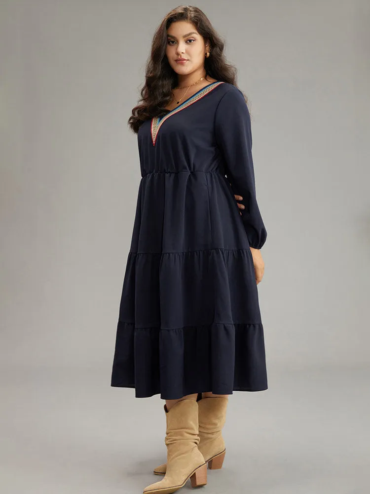 Plain Contrast Webbing Elastic Waist Dress sold by Bloomchic product image thumbnail 5