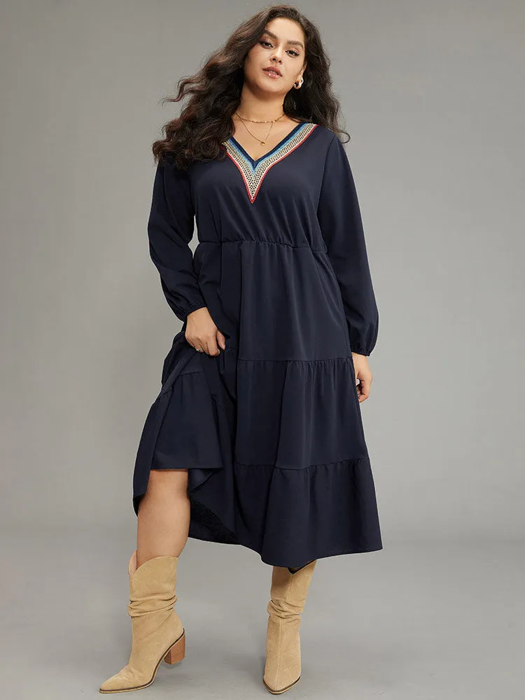 Plain Contrast Webbing Elastic Waist Dress sold by Bloomchic product image thumbnail 2