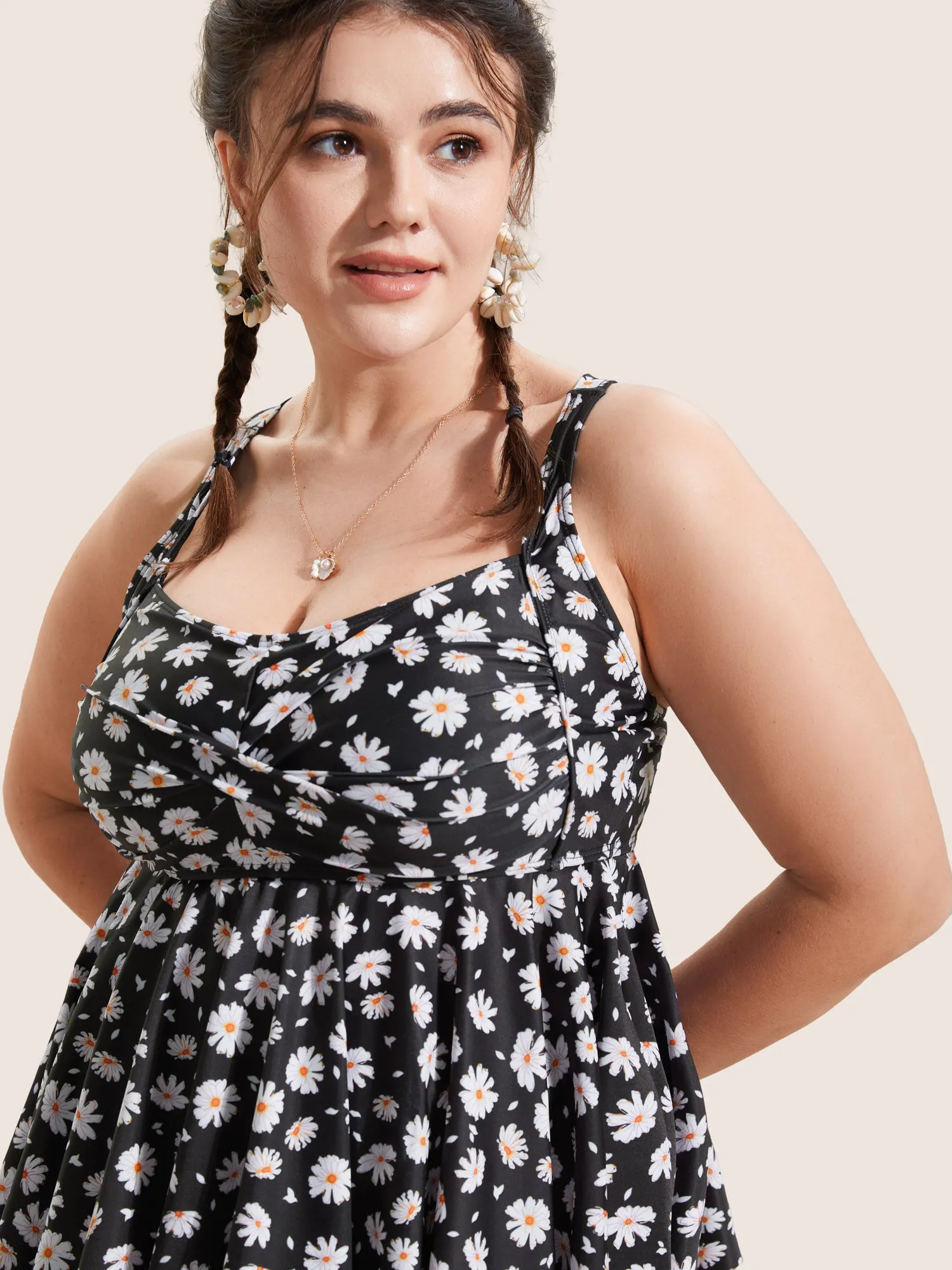 Ditsy Floral Crossover Heart Neckline Swim Top sold by Bloomchic product image thumbnail 4