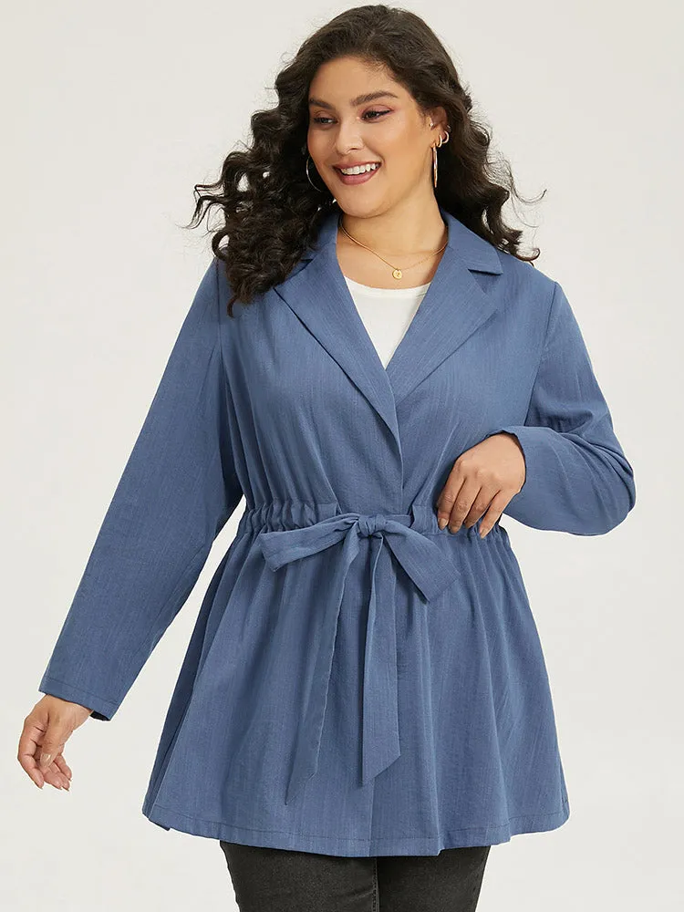 Plain Drawstring Knot Gathered Coat sold by Bloomchic