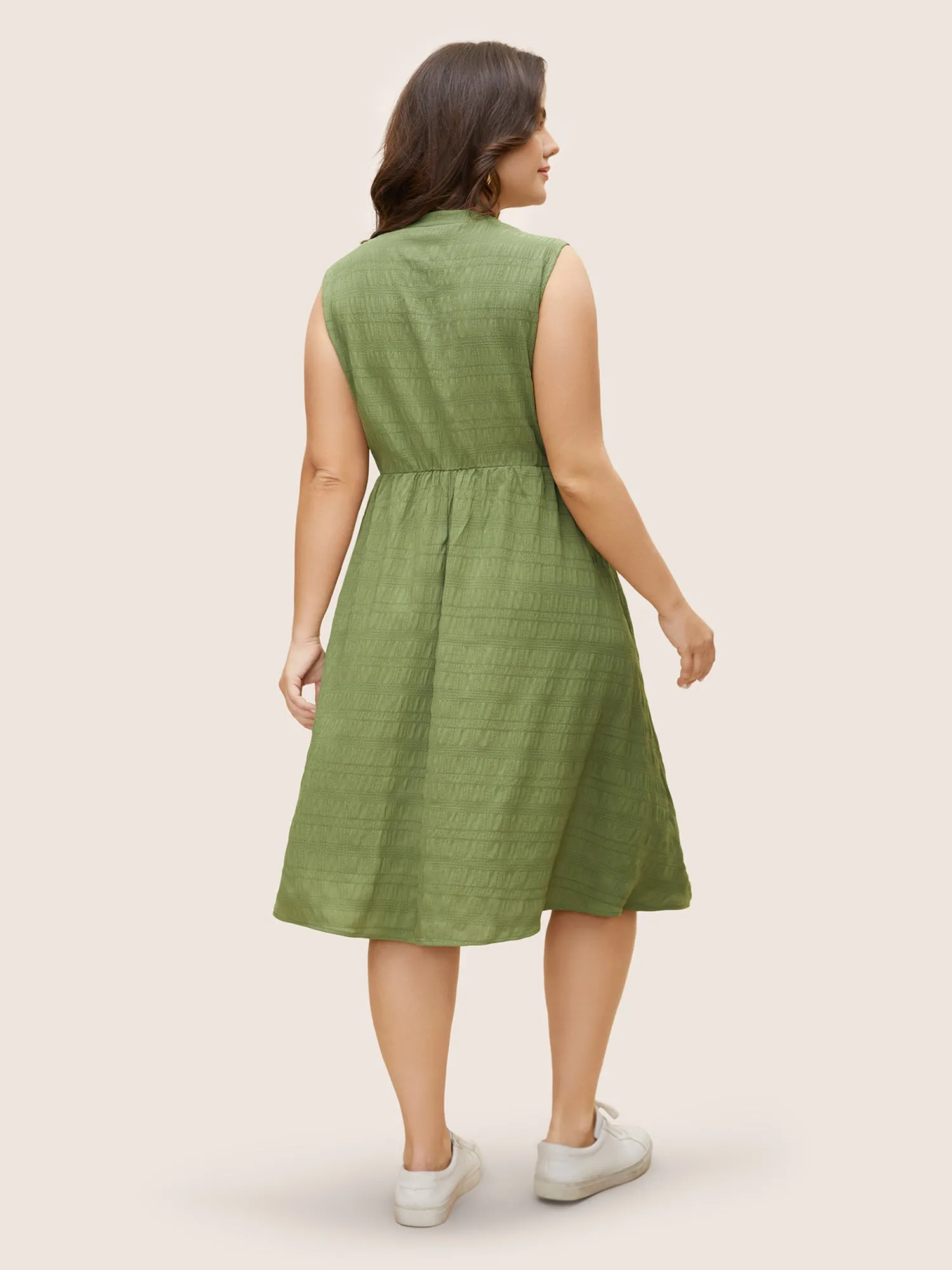 Textured Notched Button Detail Midi Dress sold by Bloomchic product image thumbnail 3