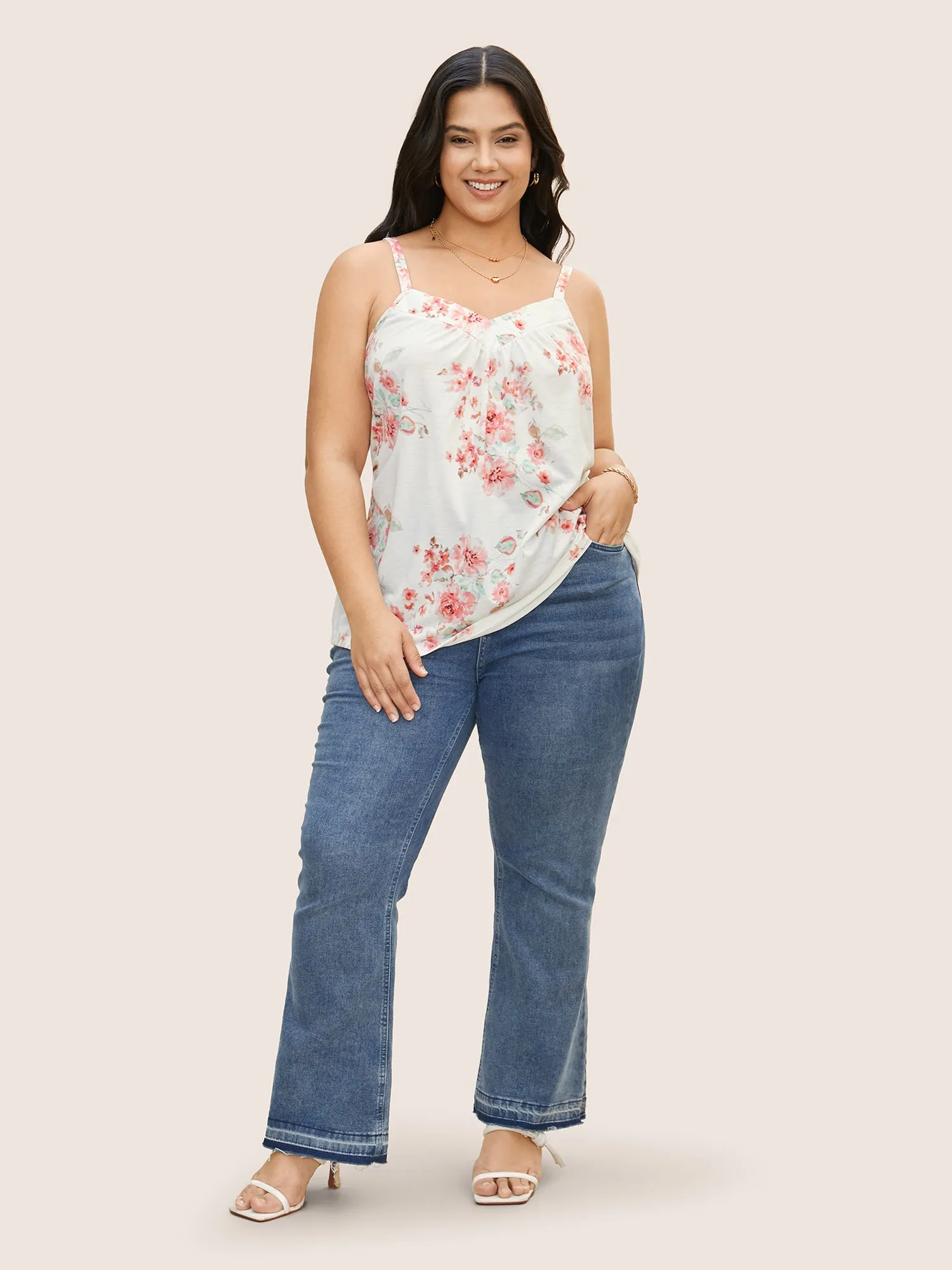 Natural Flowers Adjustable Straps Cami Top sold by Bloomchic product image thumbnail 2