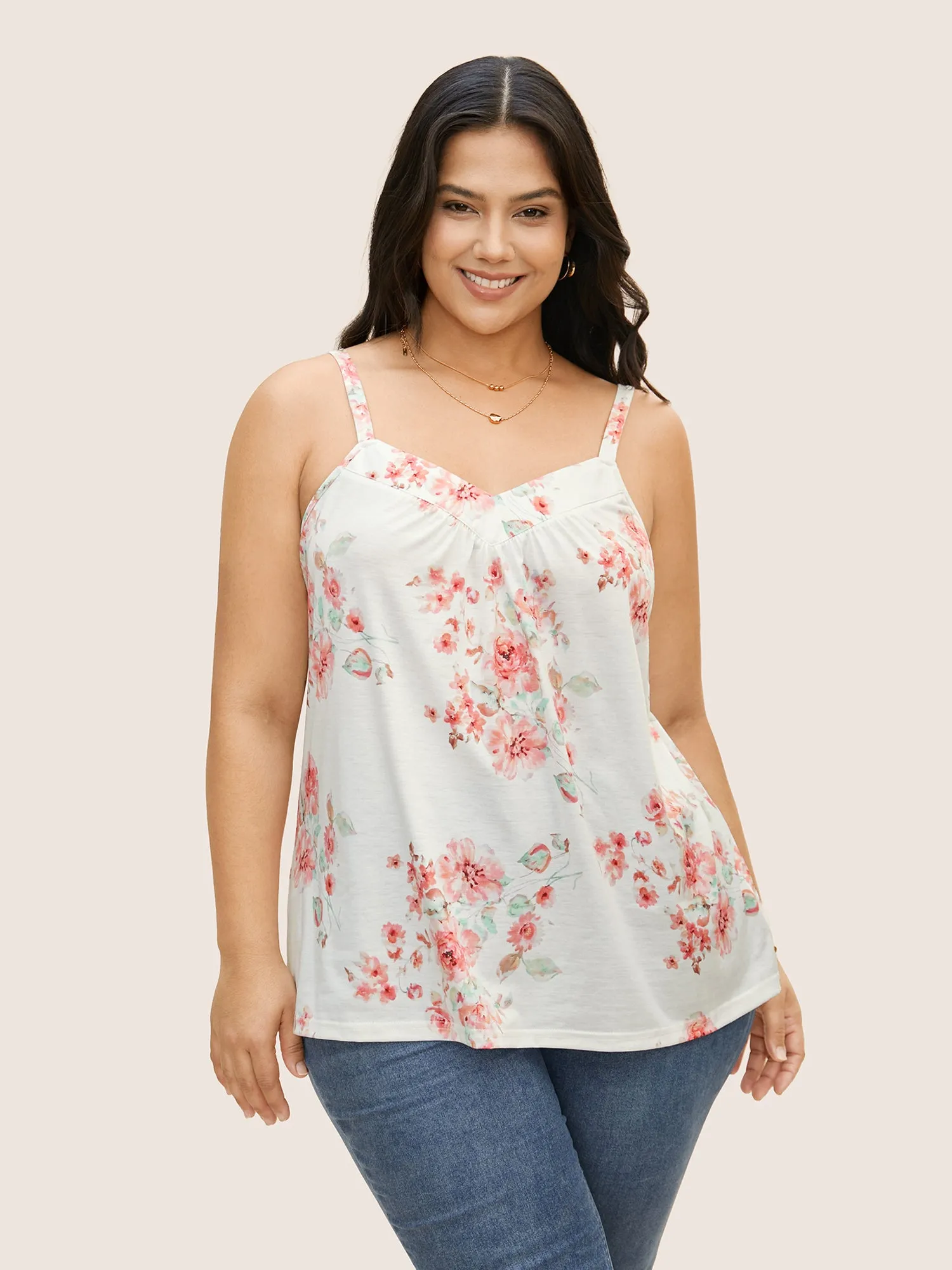 Natural Flowers Adjustable Straps Cami Top sold by Bloomchic