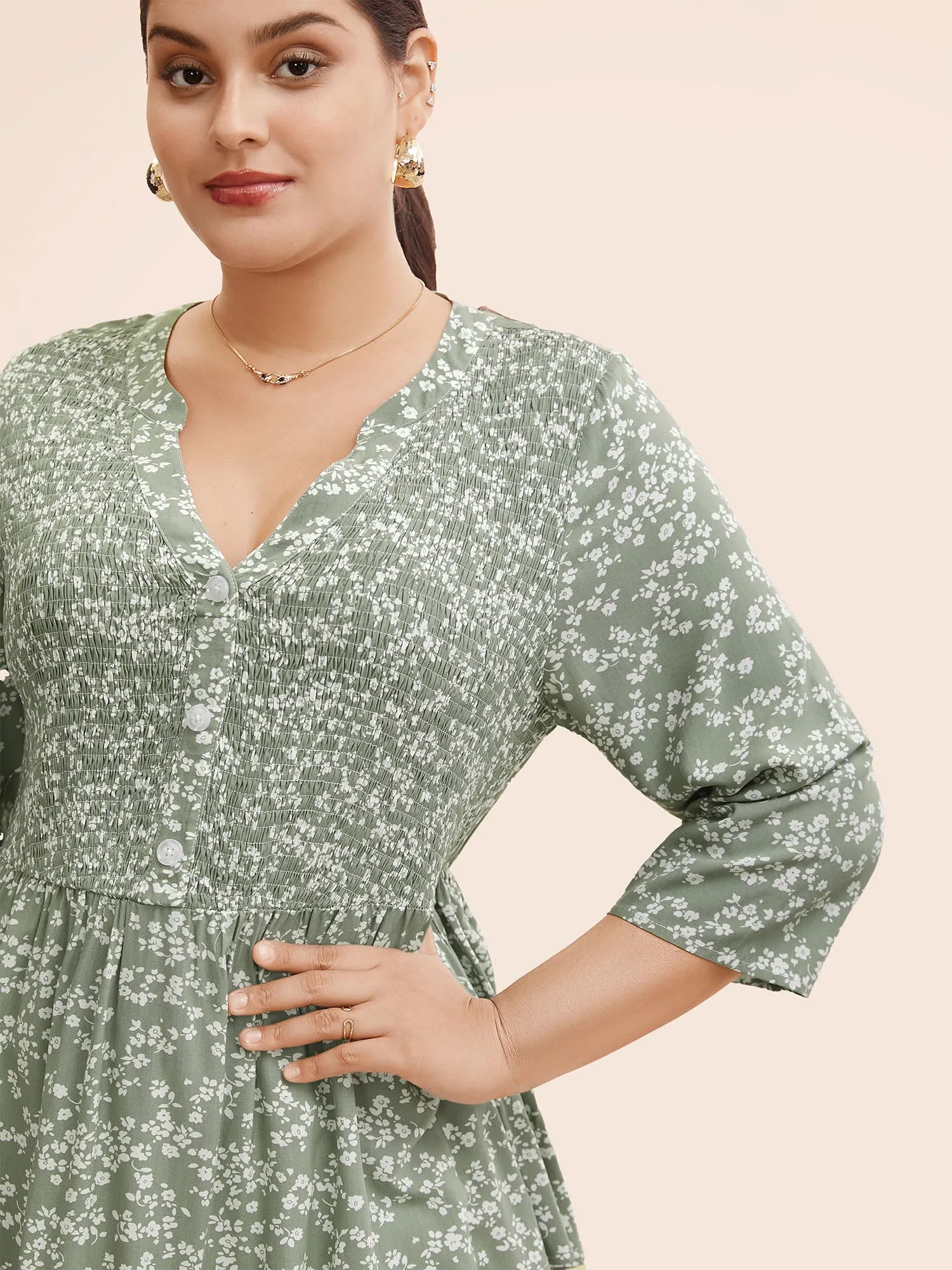 Ditsy Floral Pleated Button Detail Blouse sold by Bloomchic product image thumbnail 5