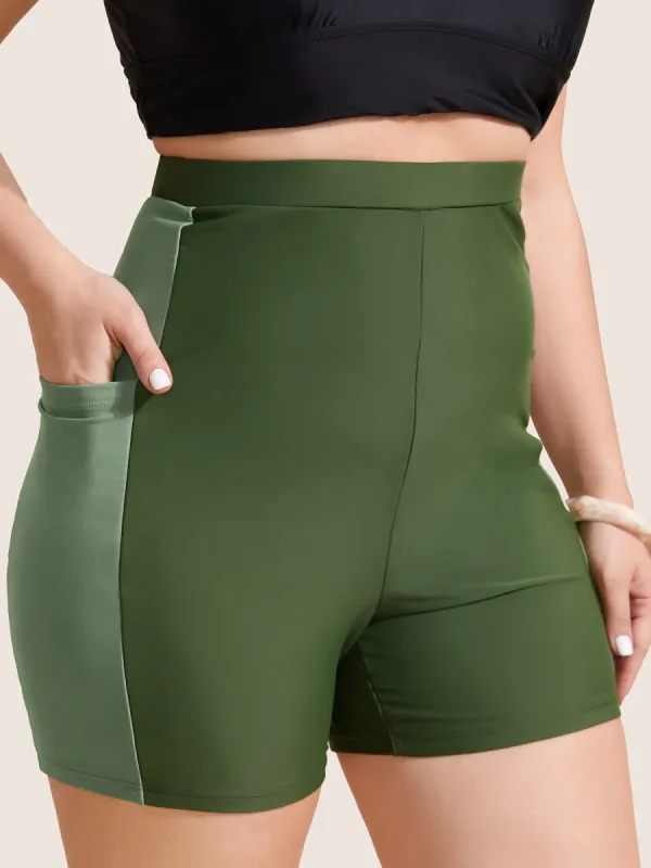 Two Tone Patched Pocket Swim Bottom sold by Bloomchic