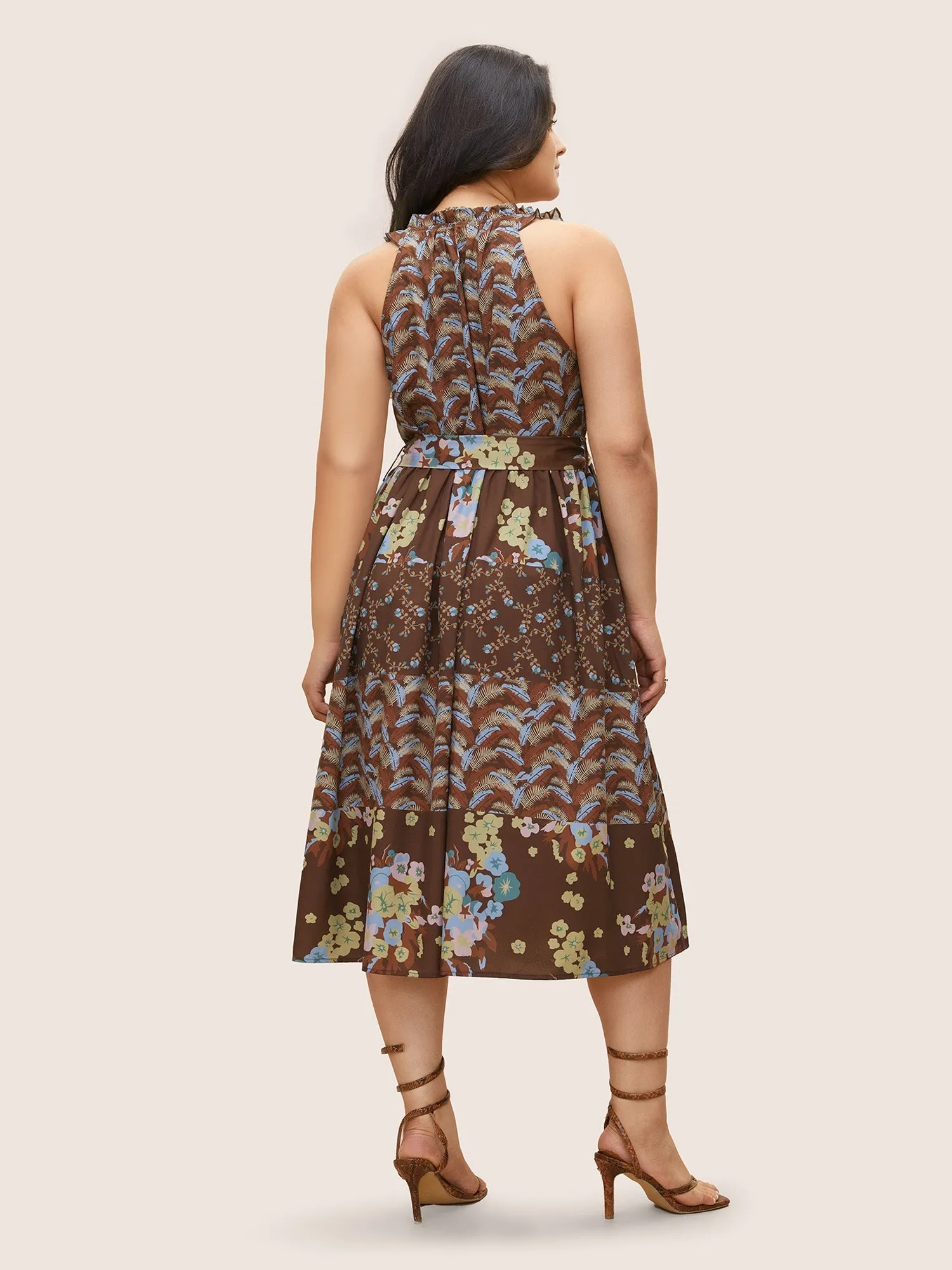 Bandana Tie Neck Belted Tassel Trim Dress sold by Bloomchic product image thumbnail 4