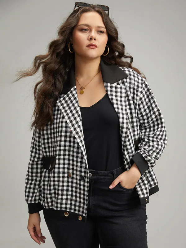 Gingham Patchwork Double Breasted Jacket sold by Bloomchic