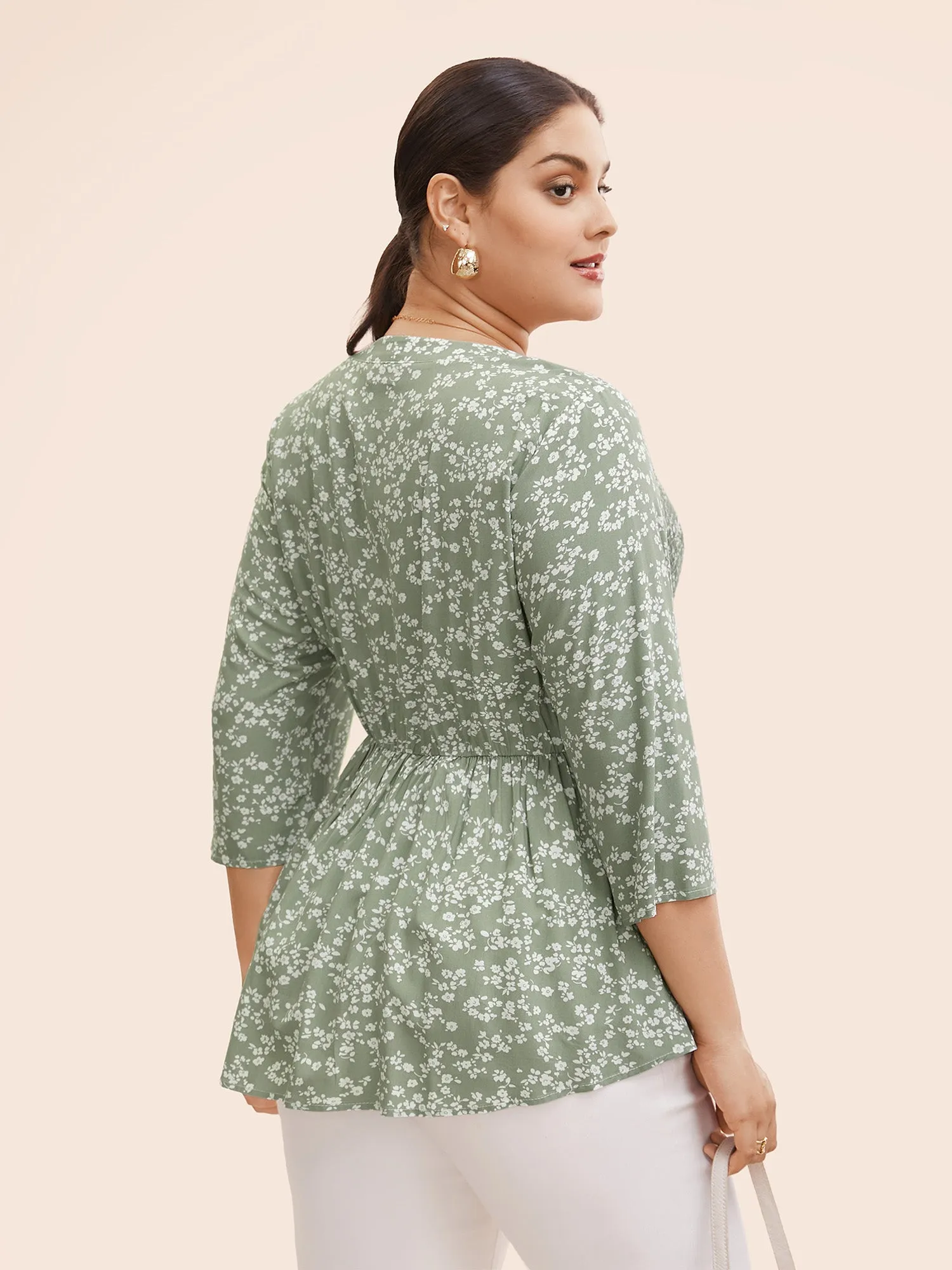 Ditsy Floral Pleated Button Detail Blouse sold by Bloomchic product image thumbnail 4