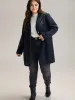 Plain Lapel Collar Button Through Slant Pocket Coat sold by Bloomchic