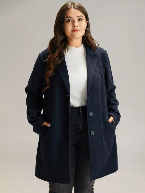 Plain Lapel Collar Button Through Slant Pocket Coat sold by Bloomchic