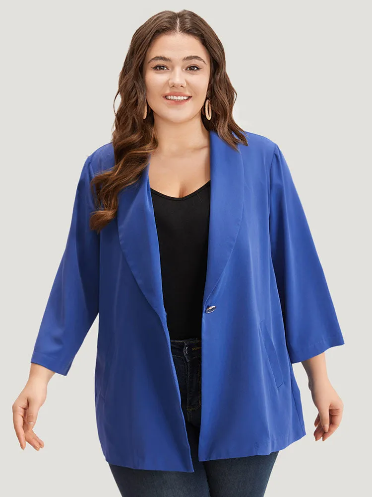 Solid Lapel Collar Pocket Blazer sold by Bloomchic