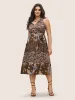 Bandana Tie Neck Belted Tassel Trim Dress sold by Bloomchic