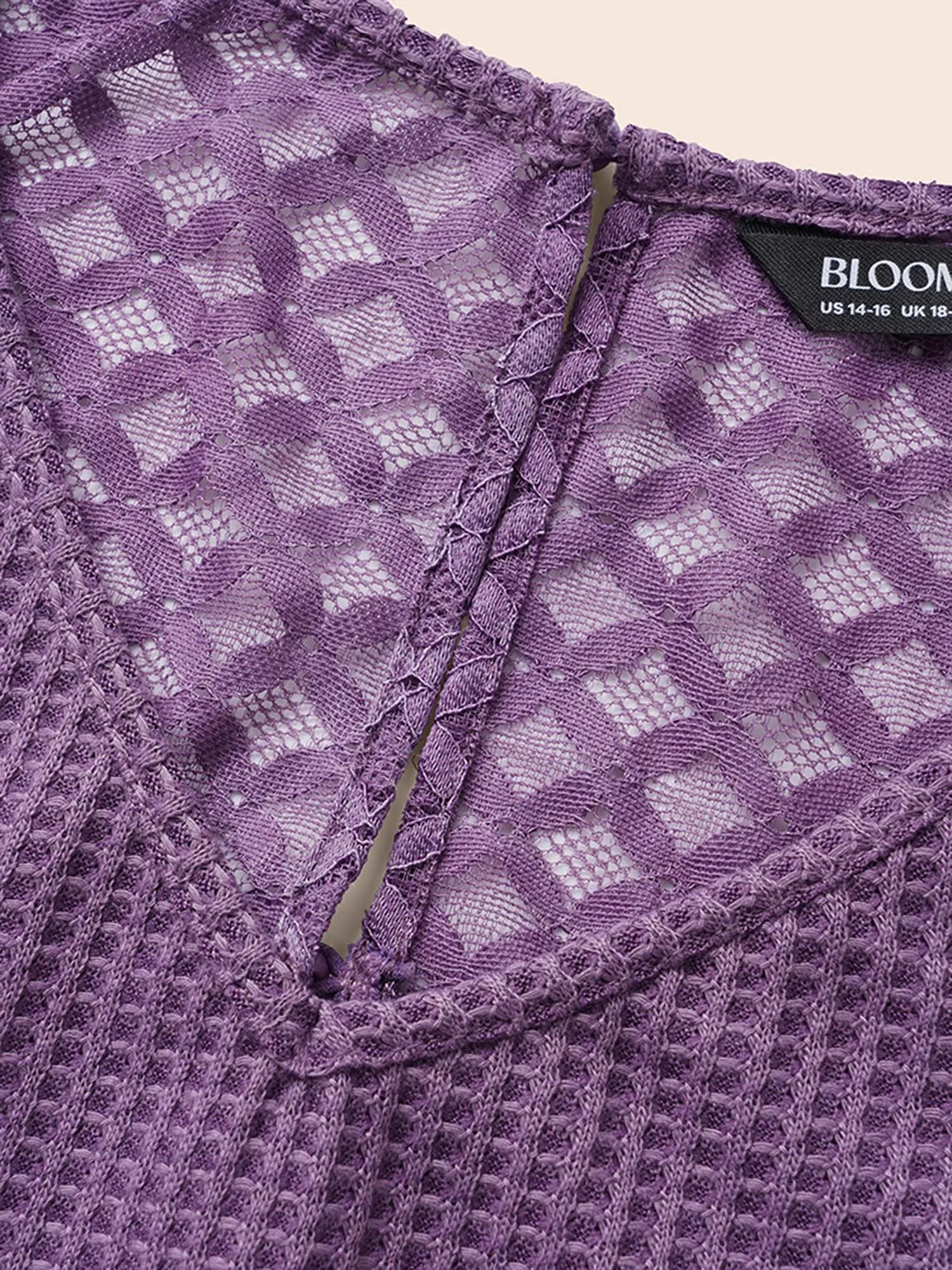 Waffle Knit Lace Patchwork Raglan Sleeve T-shirt sold by Bloomchic product image thumbnail 5