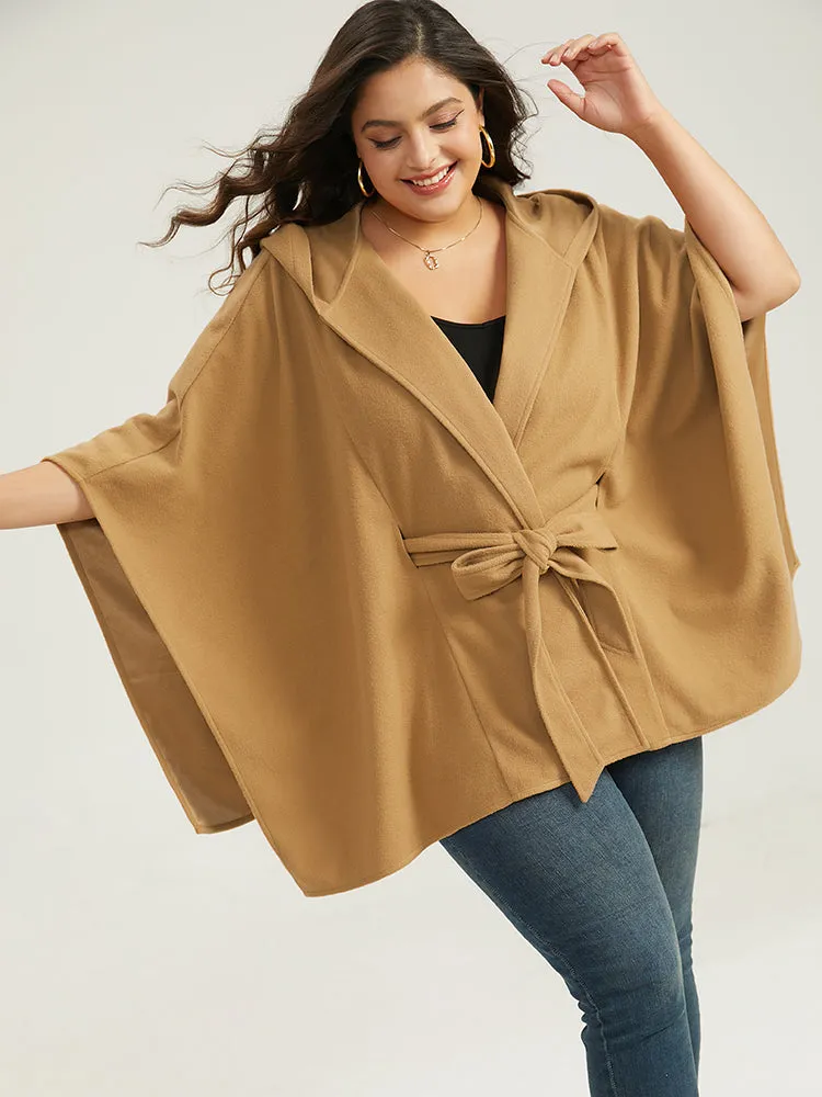 Solid Hooded Belted Batwing Sleeve Jacket sold by Bloomchic product image thumbnail 5