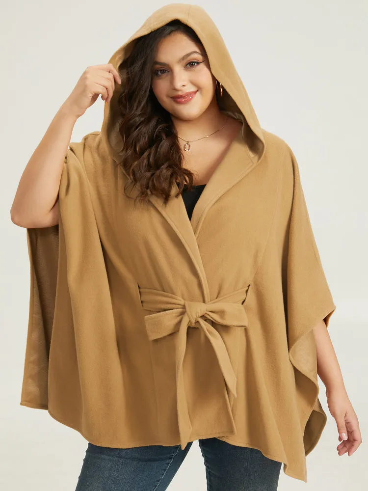 Solid Hooded Belted Batwing Sleeve Jacket sold by Bloomchic product image thumbnail 2