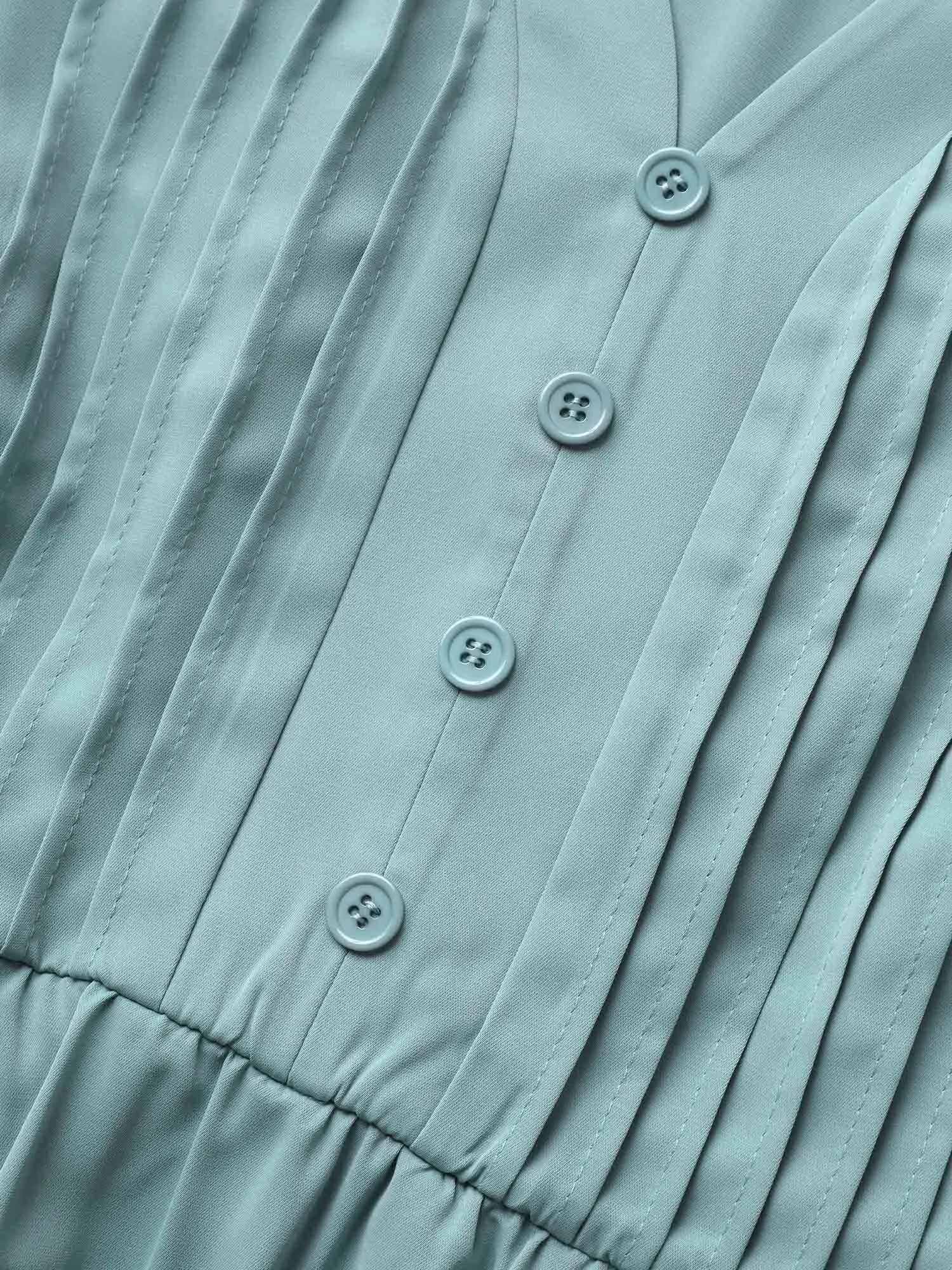 Plain Button Detail Belted Pleated Sleeveless Dress sold by Bloomchic product image thumbnail 5