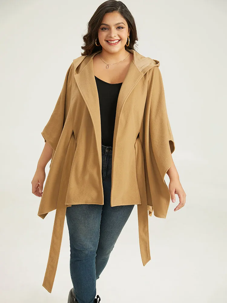 Solid Hooded Belted Batwing Sleeve Jacket sold by Bloomchic product image thumbnail 3