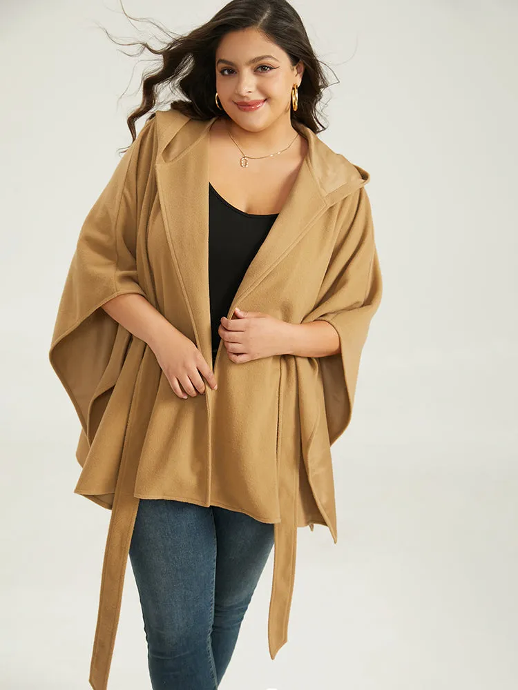 Solid Hooded Belted Batwing Sleeve Jacket sold by Bloomchic product image thumbnail 4