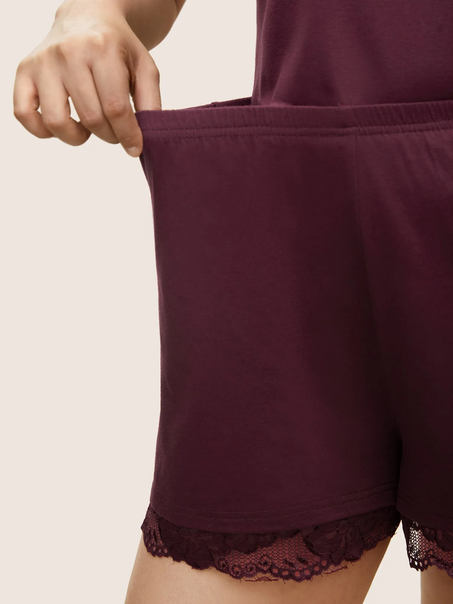 Plain Guipure Lace Elastic Waist Sleep Bottoms sold by Bloomchic product image thumbnail 4