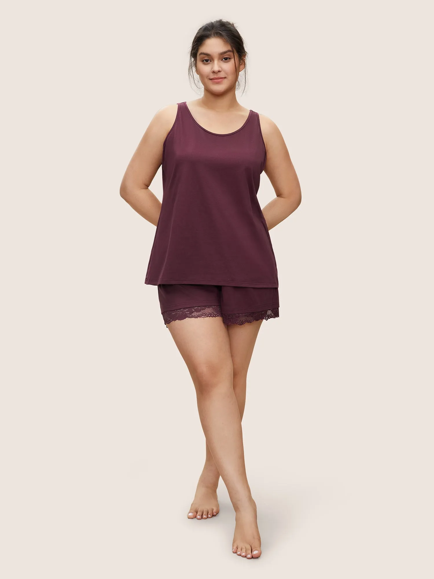 Plain Guipure Lace Elastic Waist Sleep Bottoms sold by Bloomchic product image thumbnail 2