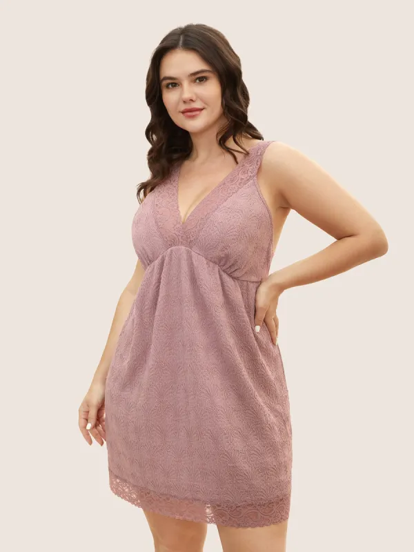 Deep V Neck Guipure Lace Sleep Dress sold by Bloomchic