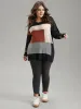 Asymmetrical Colorblock Contrast Drop Shoulder Pullover sold by Bloomchic