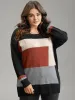 Asymmetrical Colorblock Contrast Drop Shoulder Pullover sold by Bloomchic