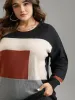 Asymmetrical Colorblock Contrast Drop Shoulder Pullover sold by Bloomchic