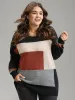 Asymmetrical Colorblock Contrast Drop Shoulder Pullover sold by Bloomchic