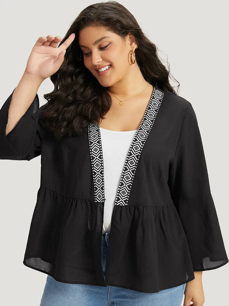 Geometric Print Mesh Patchwork Kimono sold by Bloomchic product image thumbnail 2