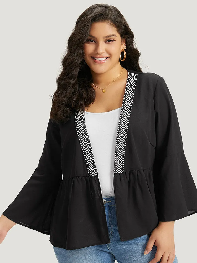 Geometric Print Mesh Patchwork Kimono sold by Bloomchic product image thumbnail 4