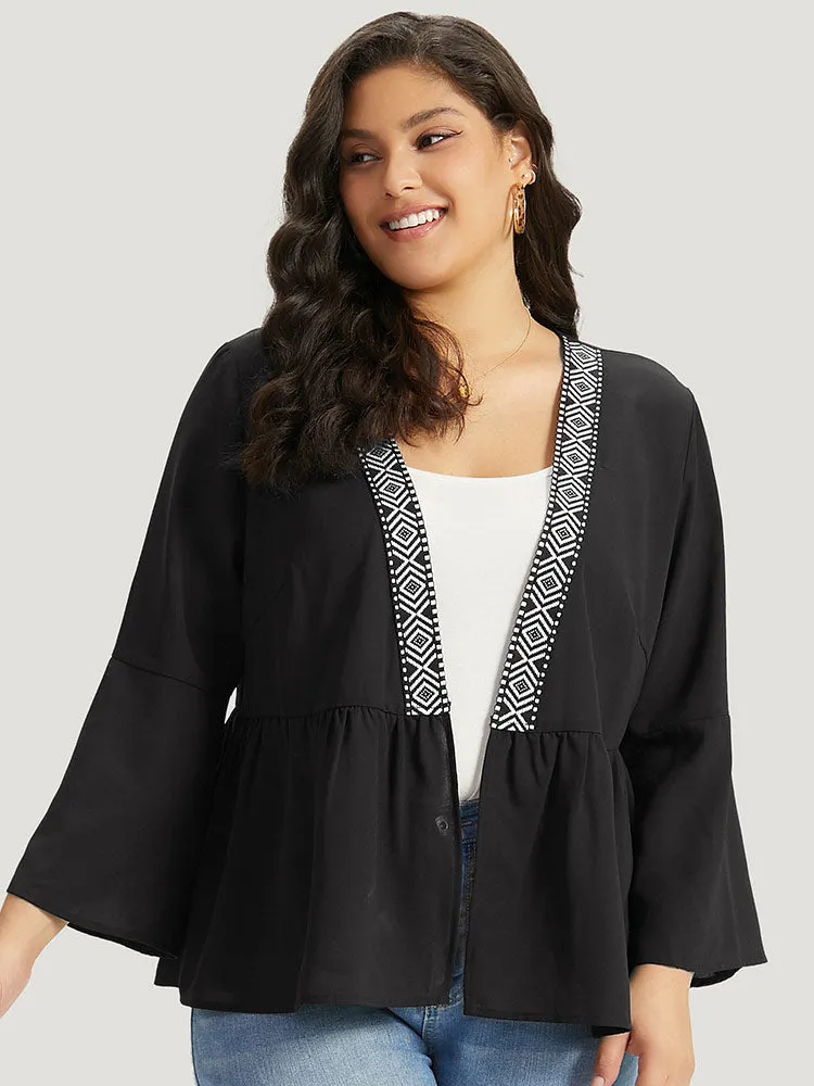 Geometric Print Mesh Patchwork Kimono sold by Bloomchic