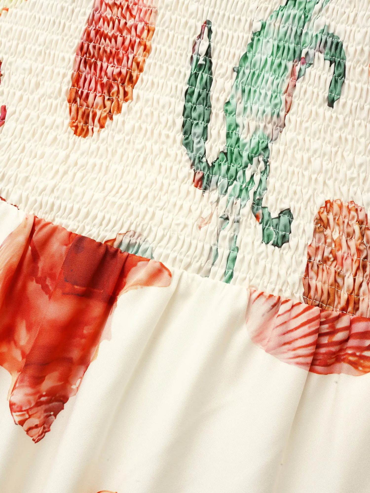 Marine Elements Print Shirred Ruffle Sleeve Dress sold by Bloomchic product image thumbnail 5