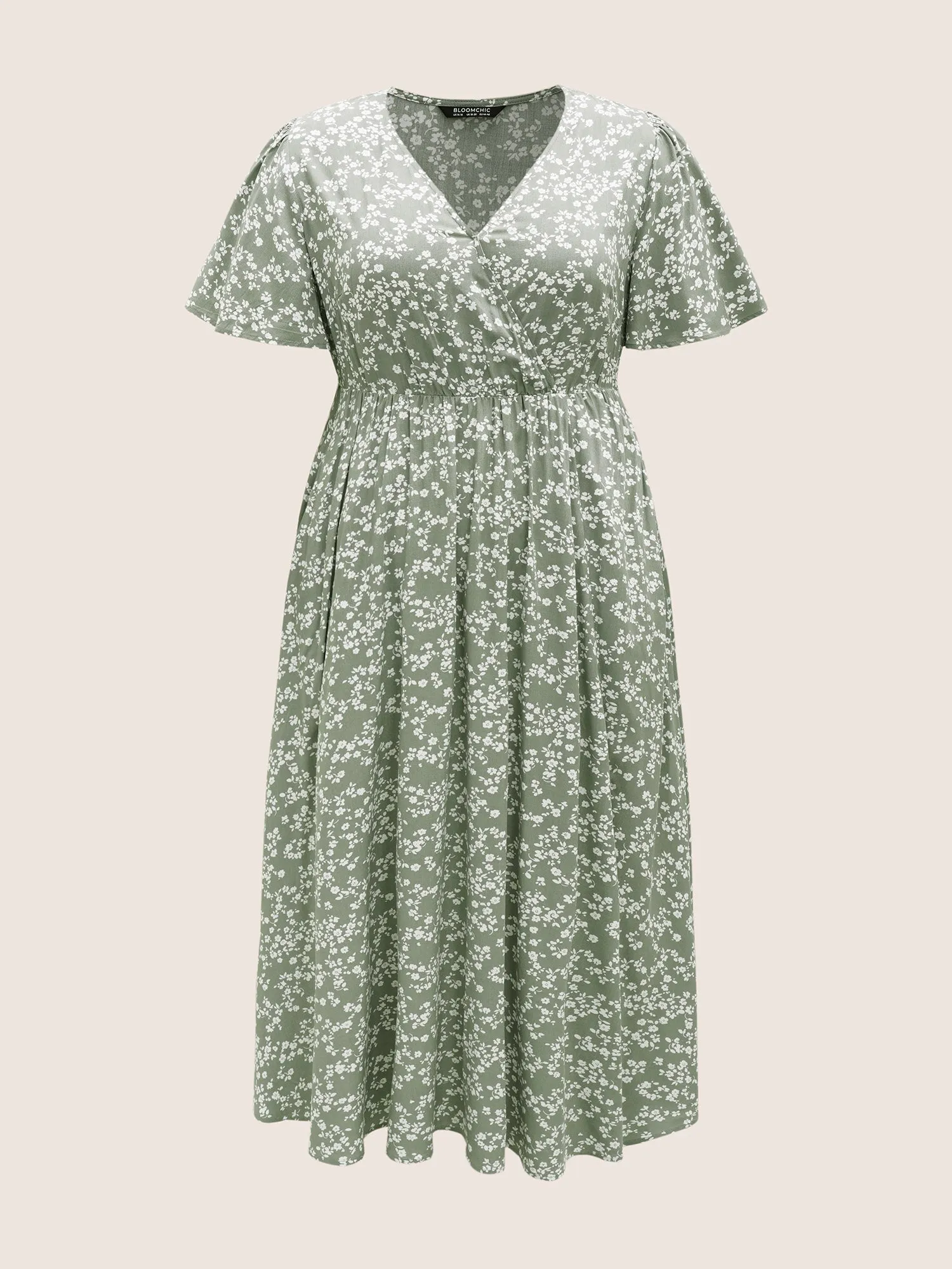 Bloom Dress - Flutter Sleeve Ditsy Floral Pocket Split Maxi Dress sold by Bloomchic product image thumbnail 5