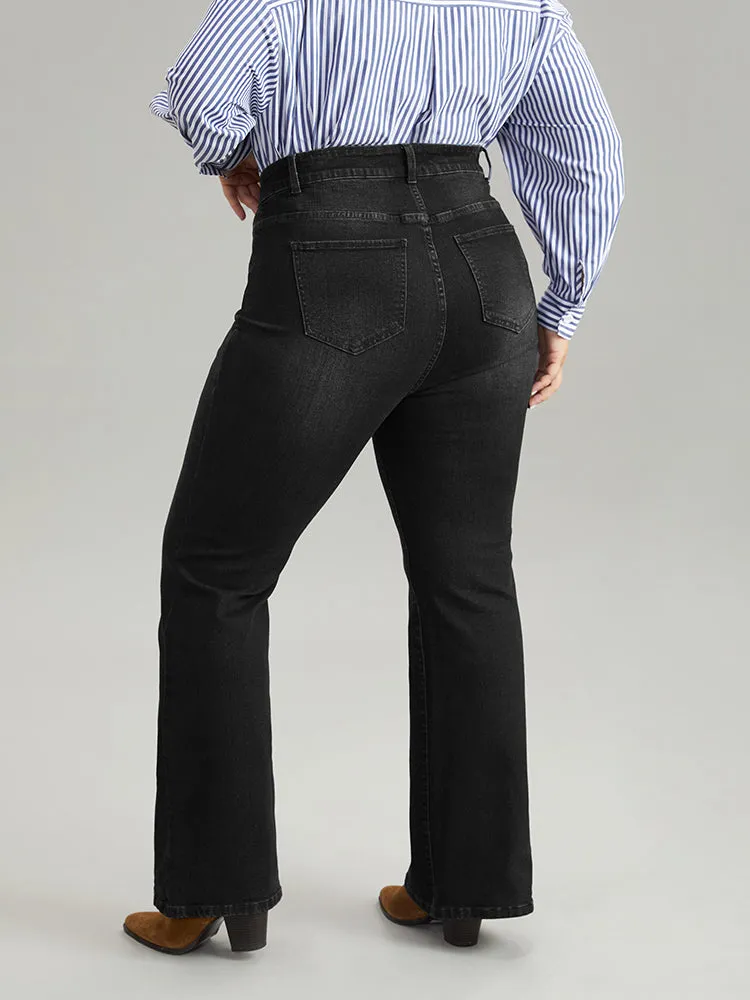 Flare Leg Button Detail High Rise Jeans sold by Bloomchic product image thumbnail 5