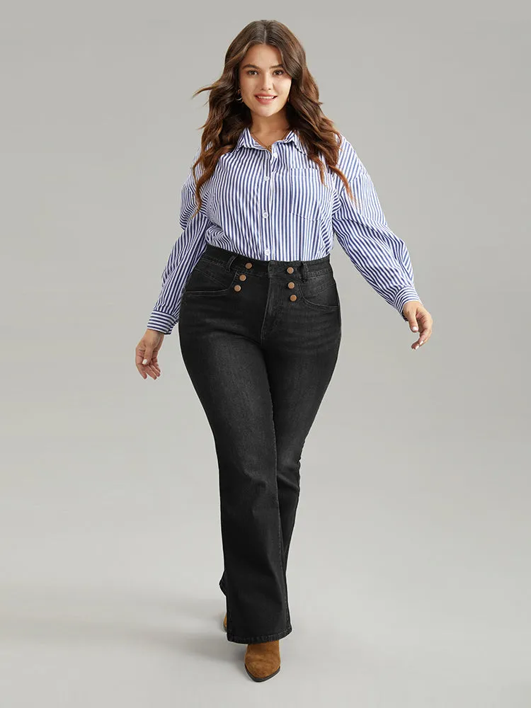 Flare Leg Button Detail High Rise Jeans sold by Bloomchic product image thumbnail 3