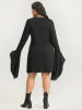 Halloween Crochet Lace Round Neck Bell Sleeve Dress sold by Bloomchic
