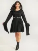 Halloween Crochet Lace Round Neck Bell Sleeve Dress sold by Bloomchic
