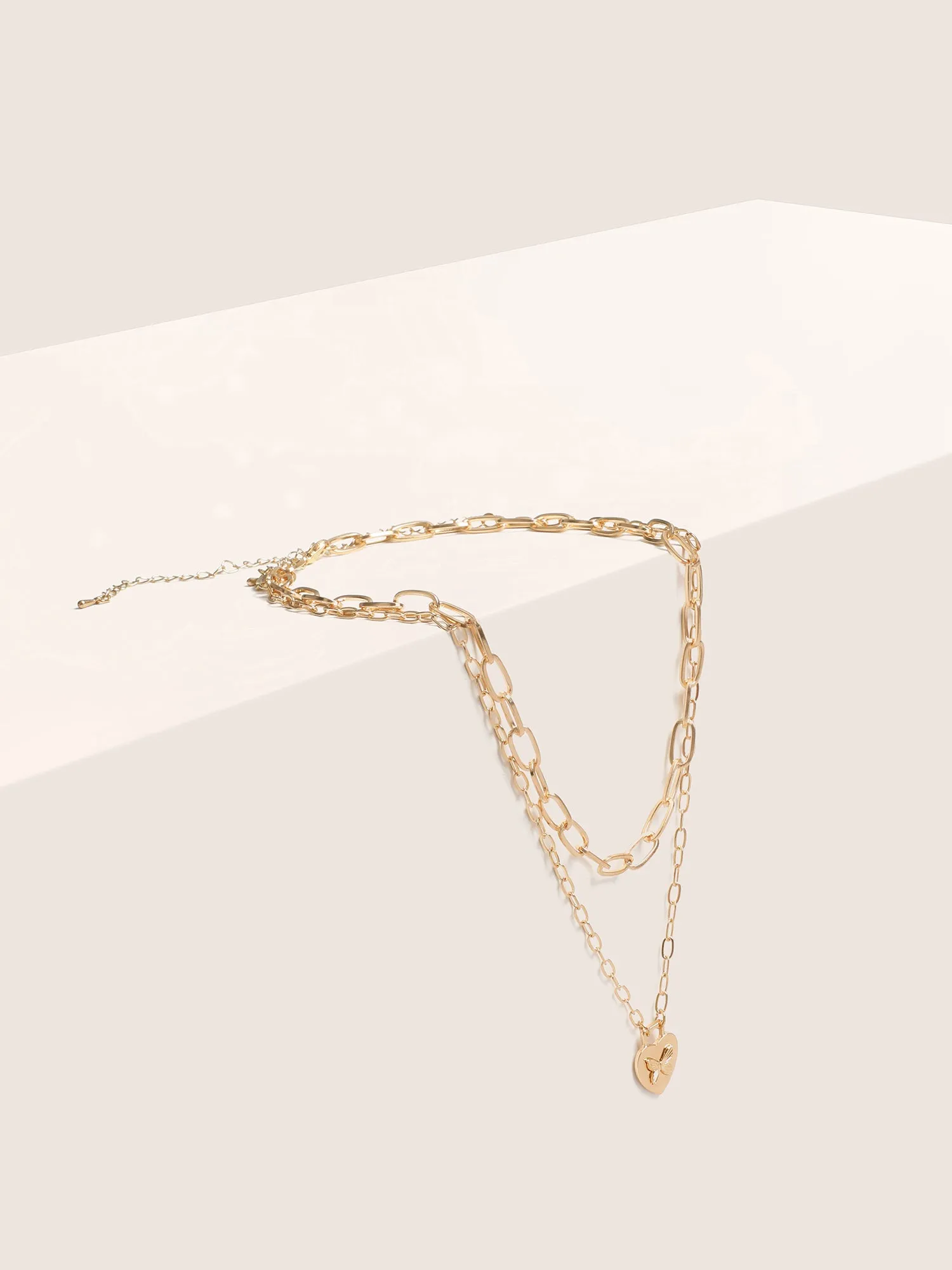 Double Layered Heart Shaped Butterfly Pendant Necklace sold by Bloomchic product image thumbnail 2