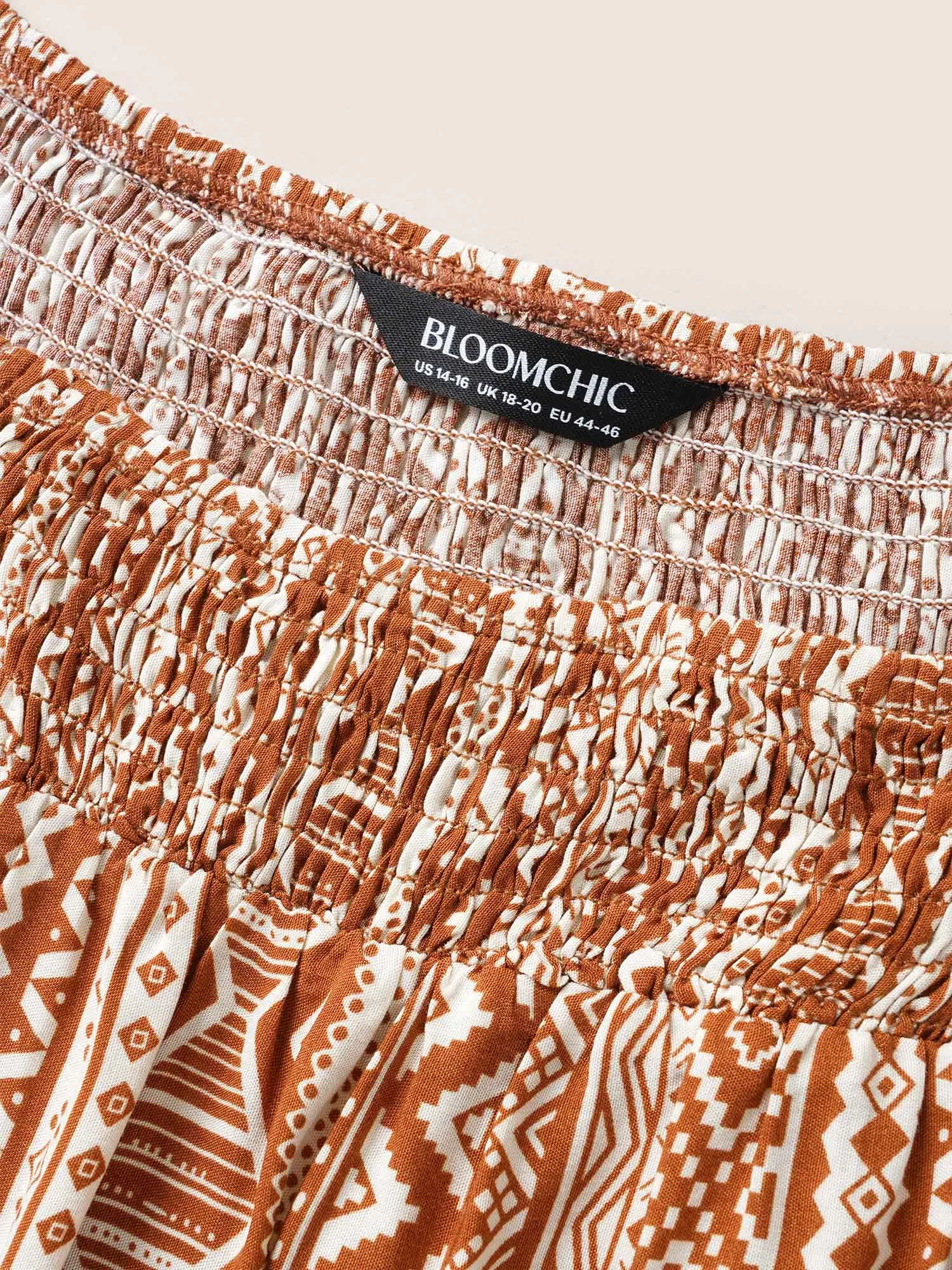 Square Neck Rayon Bandana Geometric Shirred Blouse sold by Bloomchic product image thumbnail 5