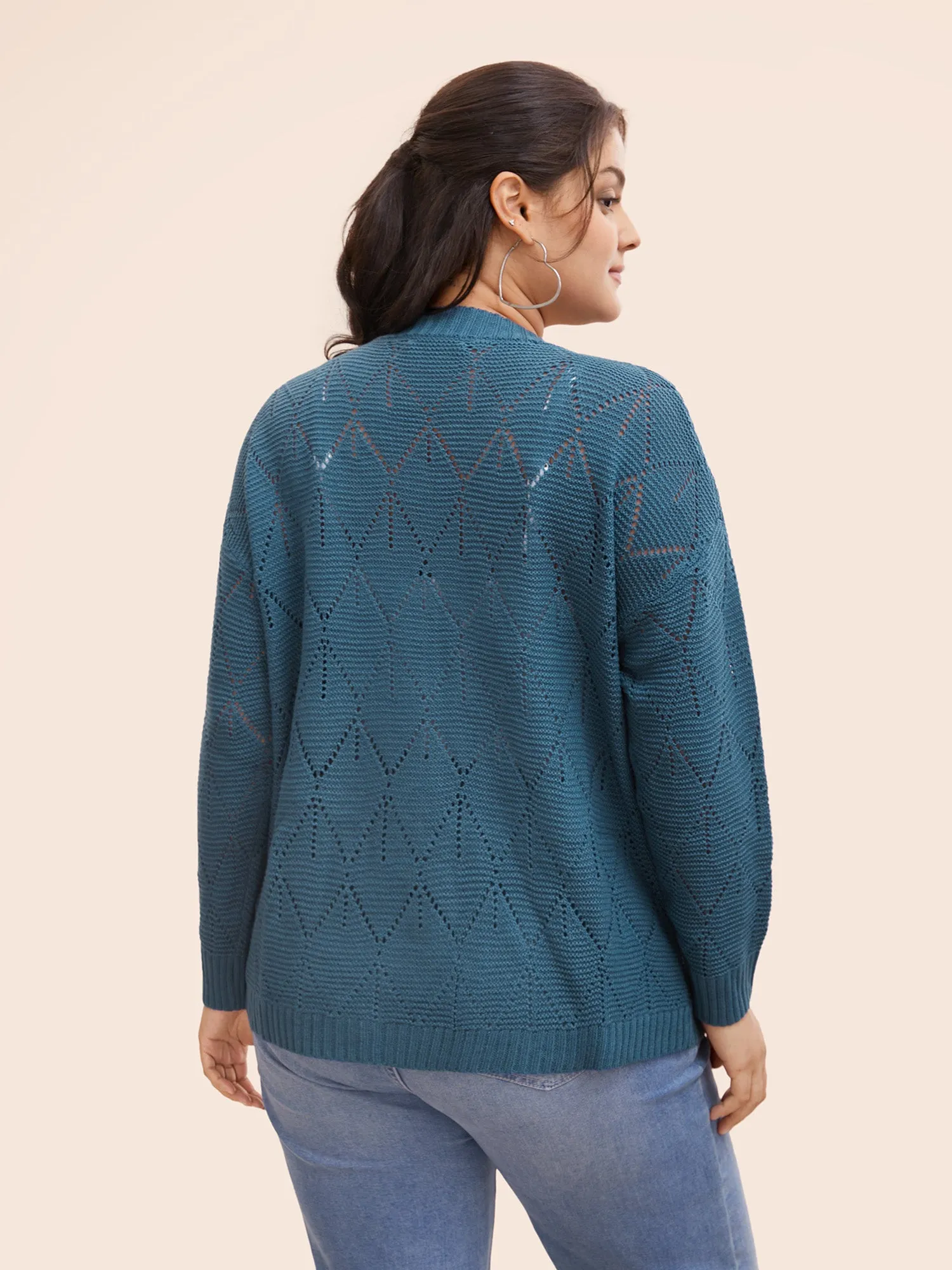 Geometric Hollow Out Open Front Cardigan sold by Bloomchic product image thumbnail 3