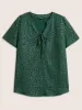 Star Glitter Lace Up Knot Neck Blouse sold by Bloomchic