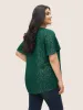 Star Glitter Lace Up Knot Neck Blouse sold by Bloomchic