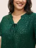 Star Glitter Lace Up Knot Neck Blouse sold by Bloomchic