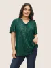 Star Glitter Lace Up Knot Neck Blouse sold by Bloomchic